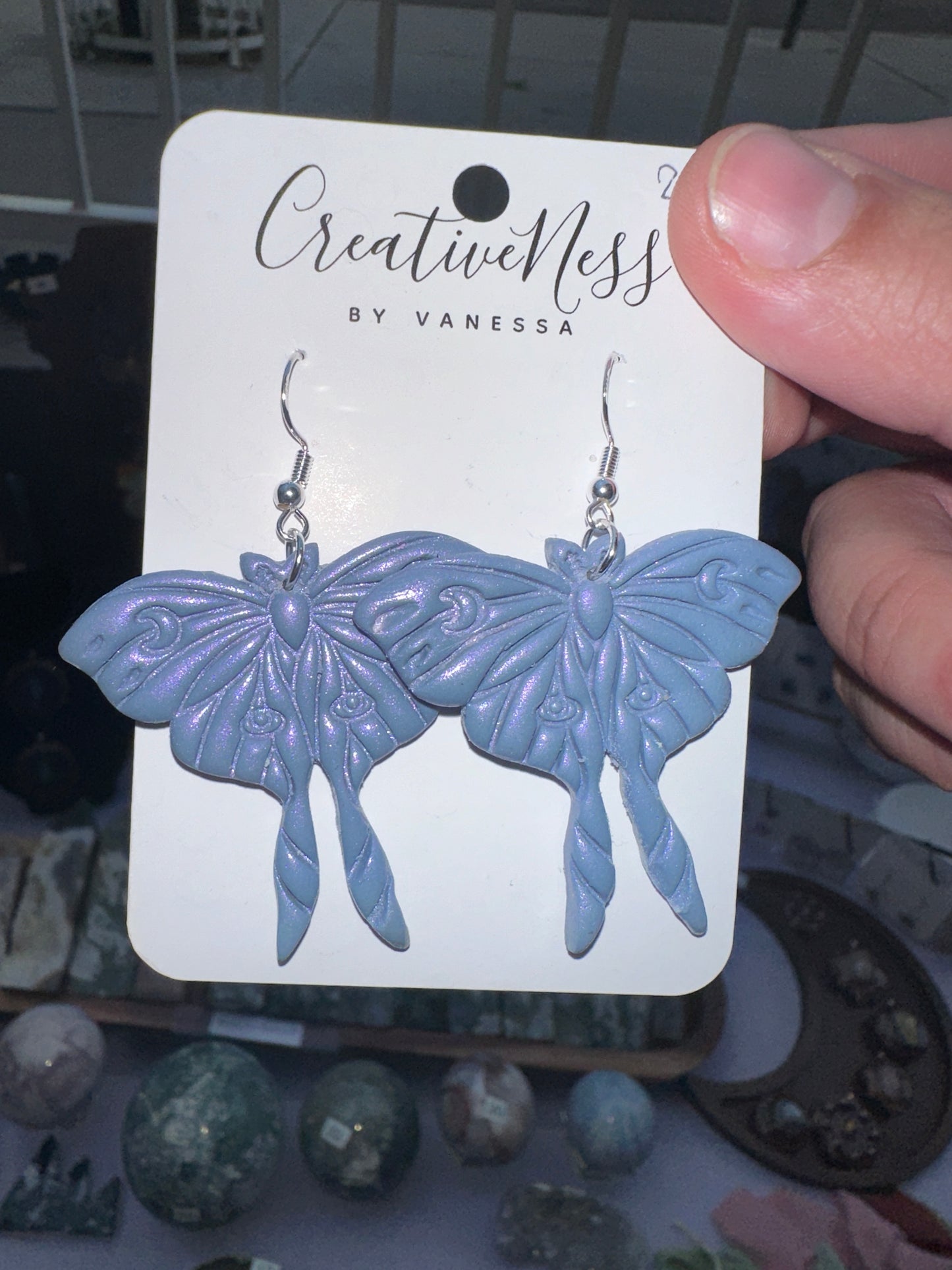 Purple Sparkly Moth Earrings