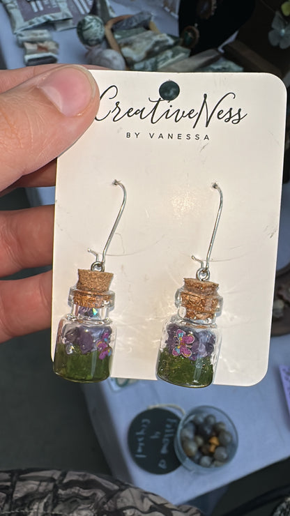 Purple Fairy Jar Earrings