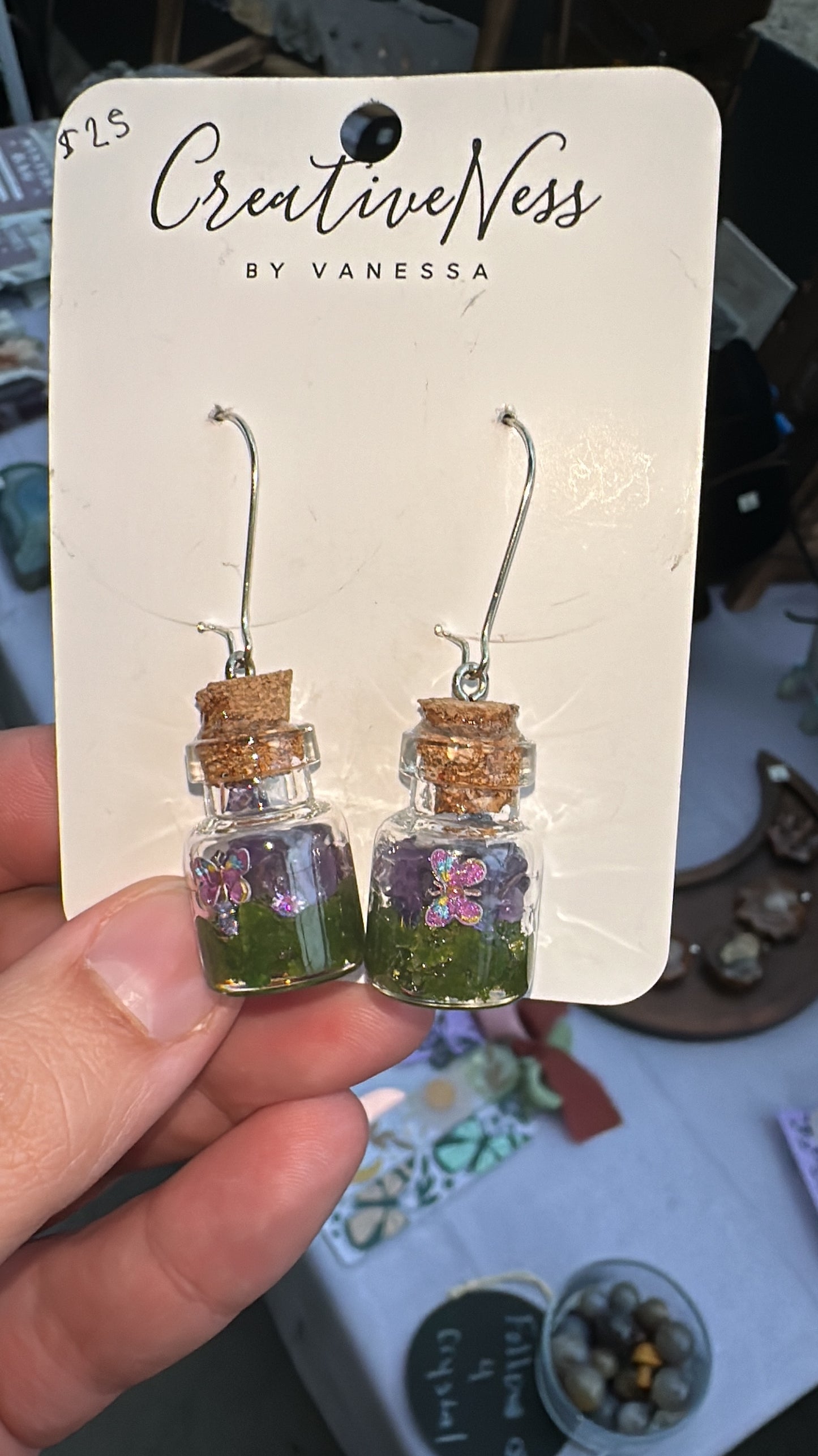 Purple Fairy Jar Earrings