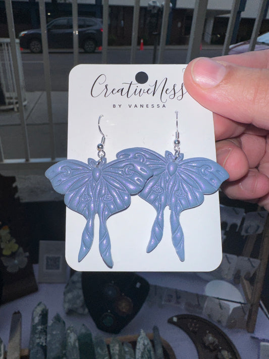 Purple Sparkly Moth Earrings