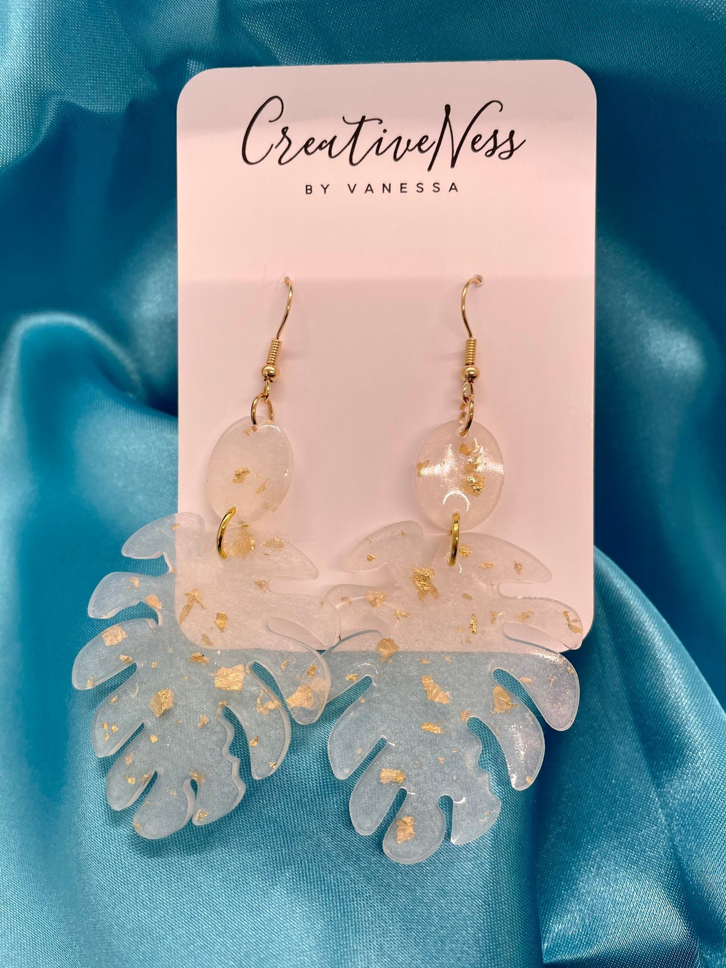 Monstera Banana Leaf Earrings - Gold Flake