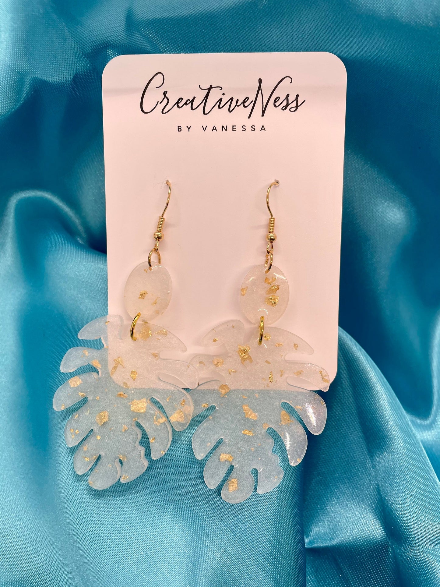 Monstera Banana Leaf Earrings - Gold Flake