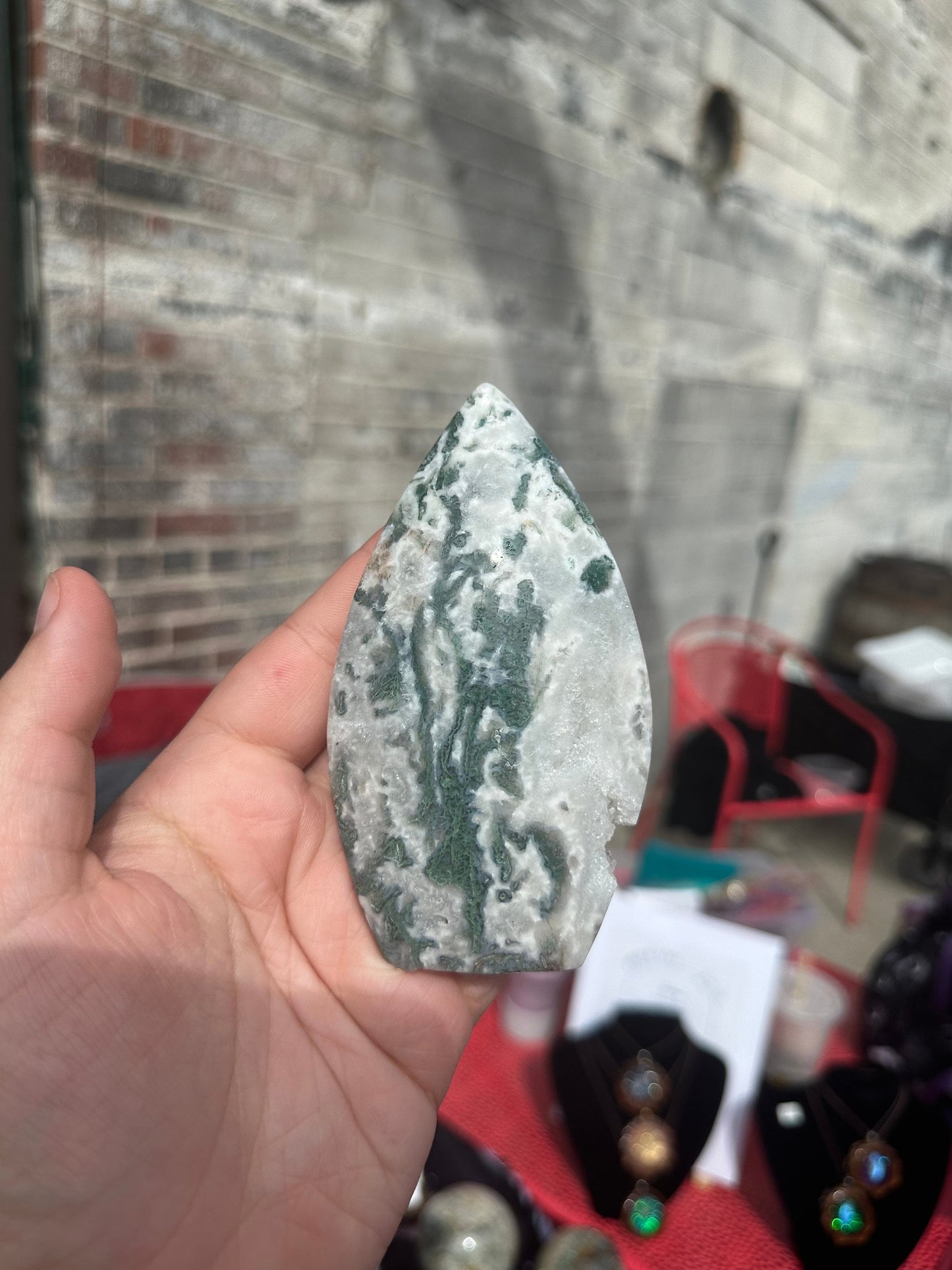 Moss Agate Tear Drop Crystal Natural Organic Nature Energy Hippy metaphysical spiritual