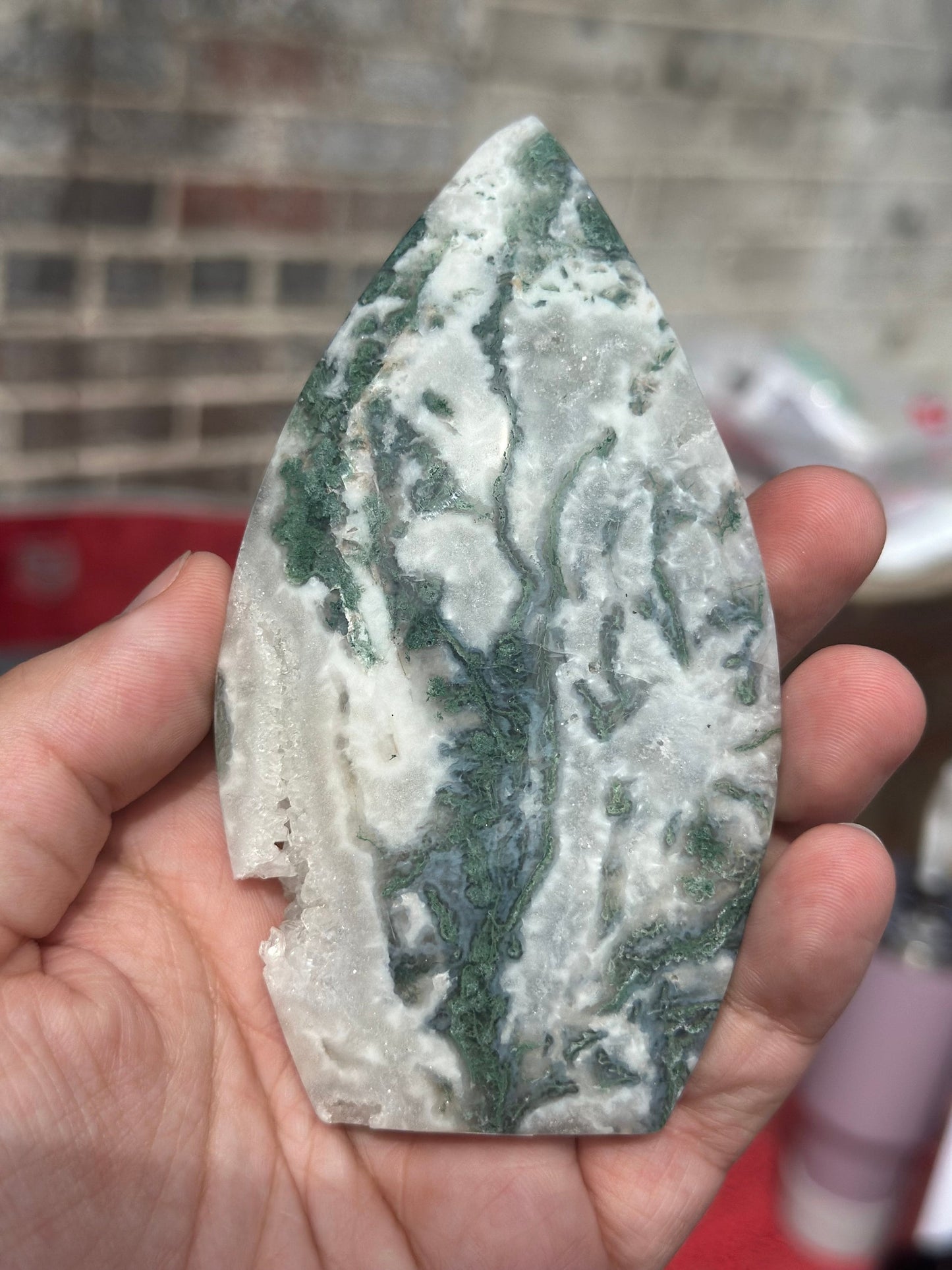 Moss Agate Tear Drop Crystal Natural Organic Nature Energy Hippy metaphysical spiritual