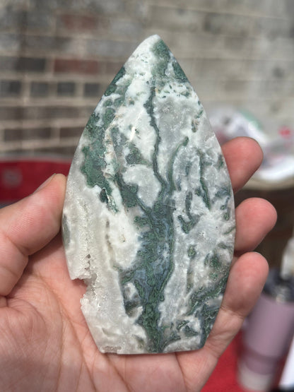 Moss Agate Tear Drop Crystal Natural Organic Nature Energy Hippy metaphysical spiritual