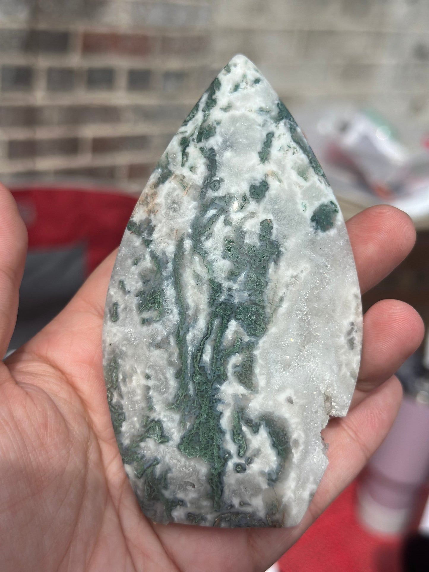 Moss Agate Tear Drop Crystal Natural Organic Nature Energy Hippy metaphysical spiritual