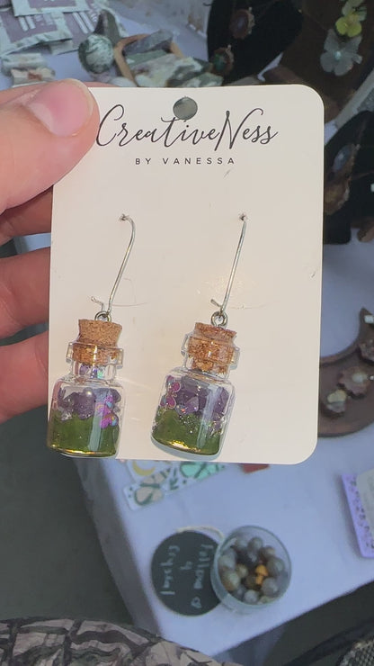 Purple Fairy Jar Earrings