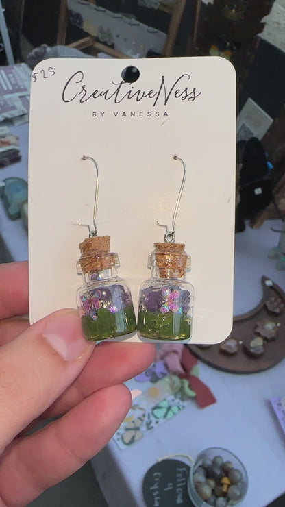 Purple Fairy Jar Earrings